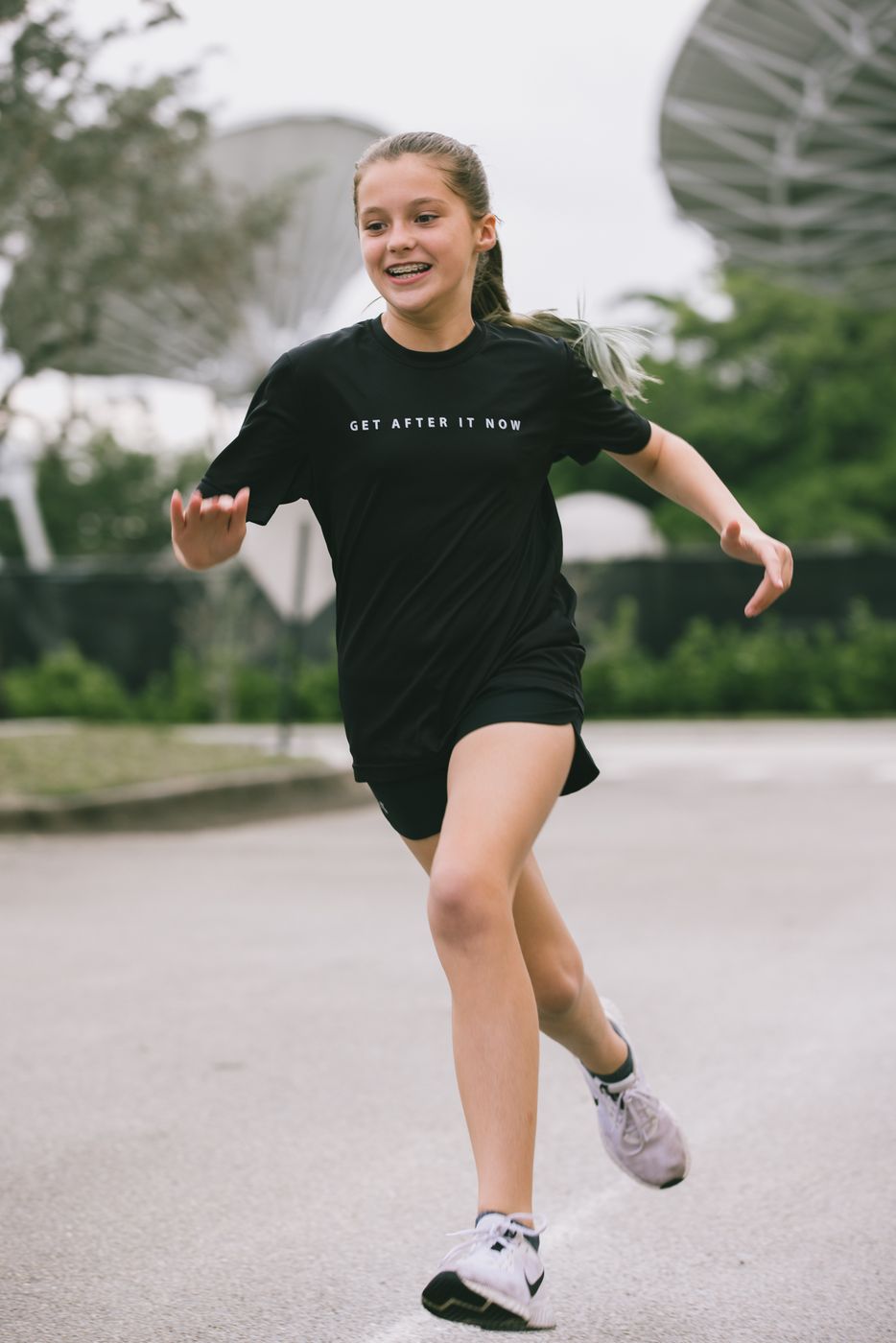 Young athlete sprinting